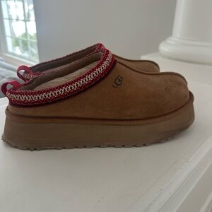 UGG Brown Slippers with Red Accent
